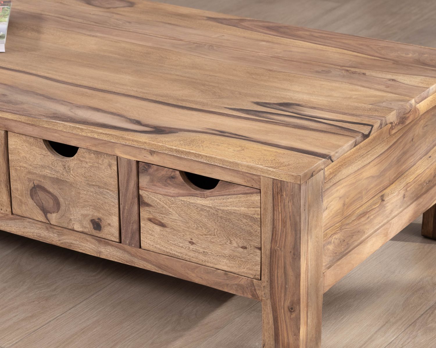 Table de salon 135 cm avec tiroirs recto-verso "Kalanohé" en palissandre