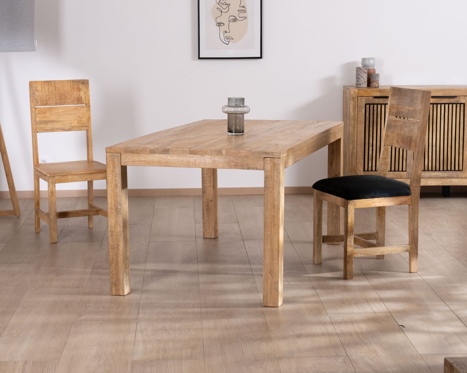 Lot de 2 chaises de repas en manguier brut "Manoha"