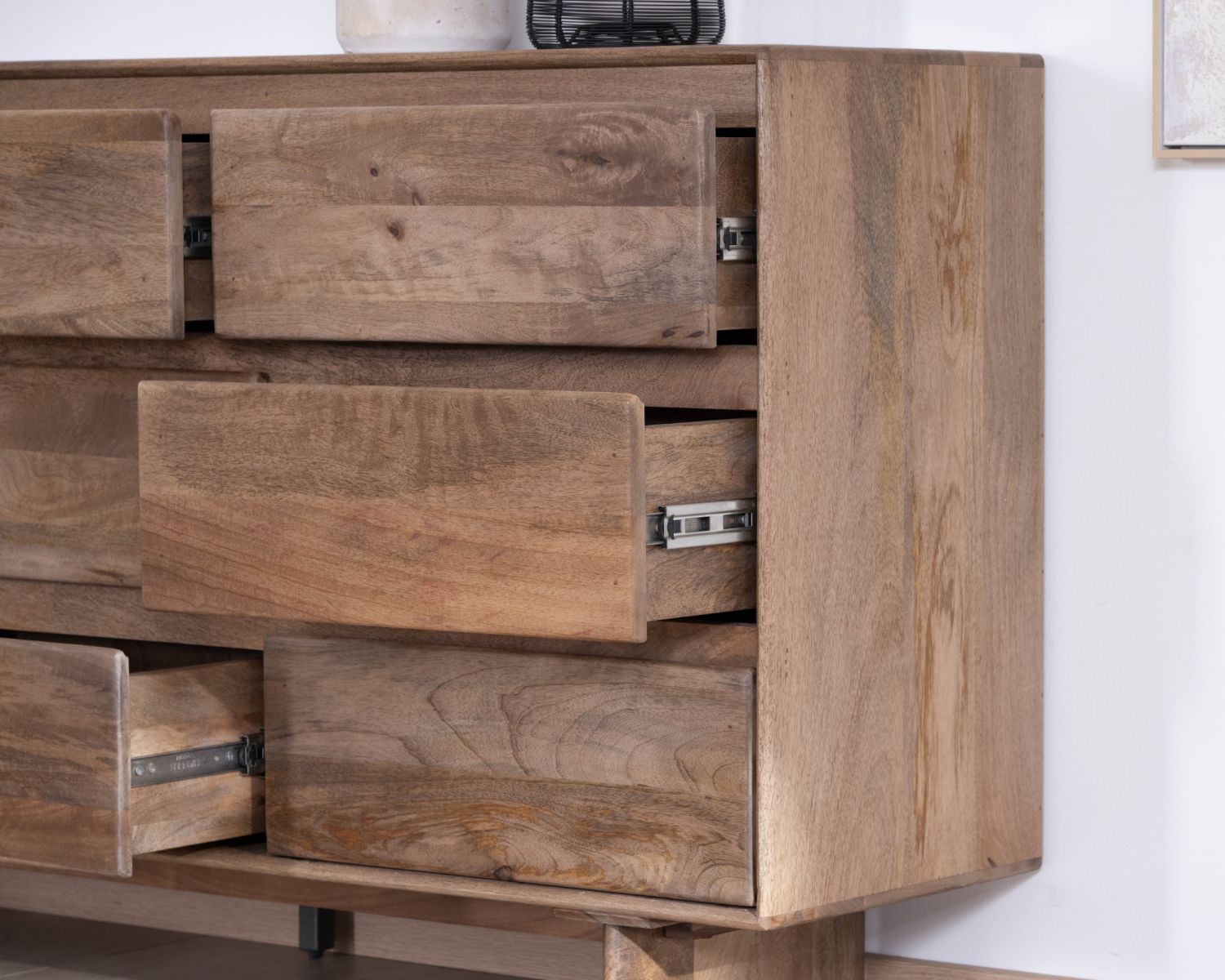 Commode 9 tiroirs en bois massif de manguier "Geta" Style Japandi