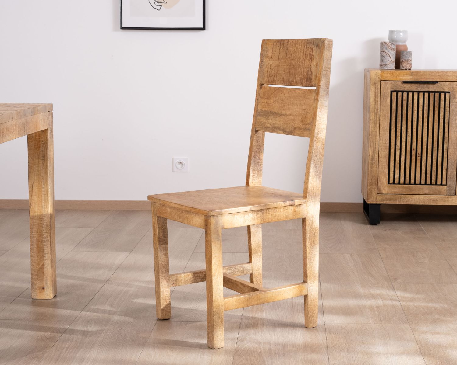 Lot de 2 chaises de repas en manguier brut "Manoha"
