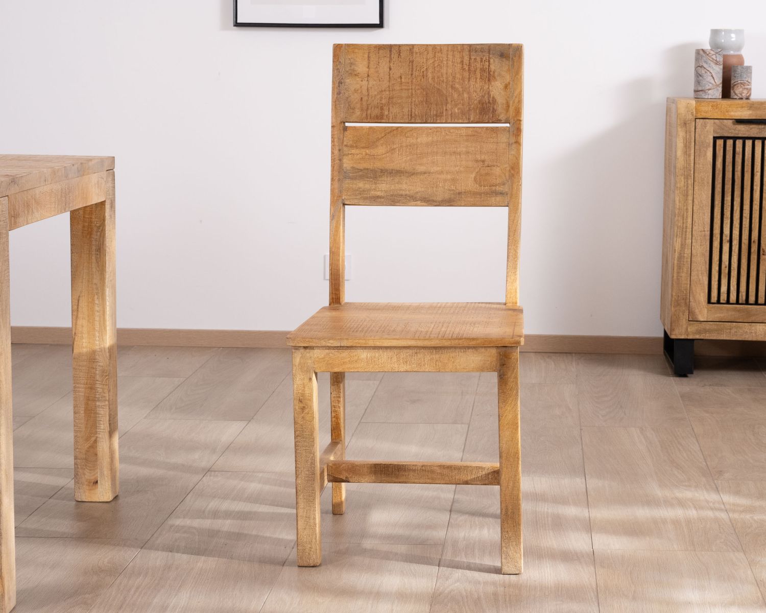 Lot de 2 chaises de repas en manguier brut "Manoha"