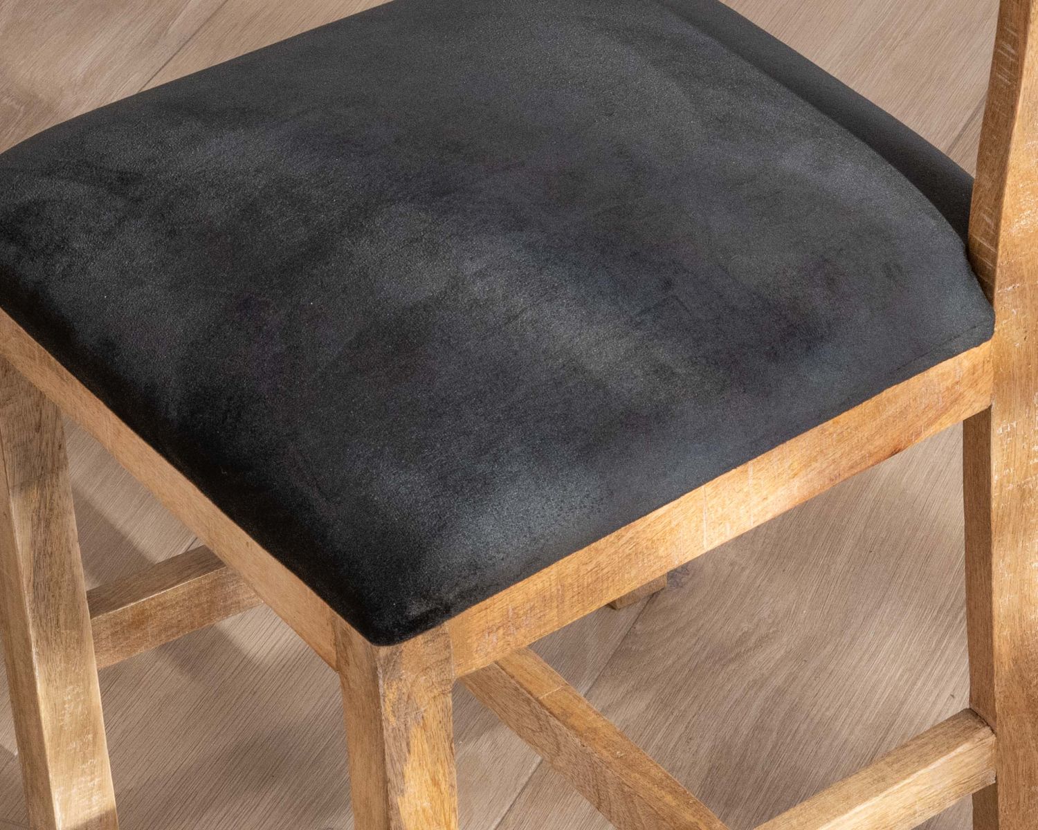 Lot de 2 chaises de repas en manguier brut "Manoha" assise tissu rembourré