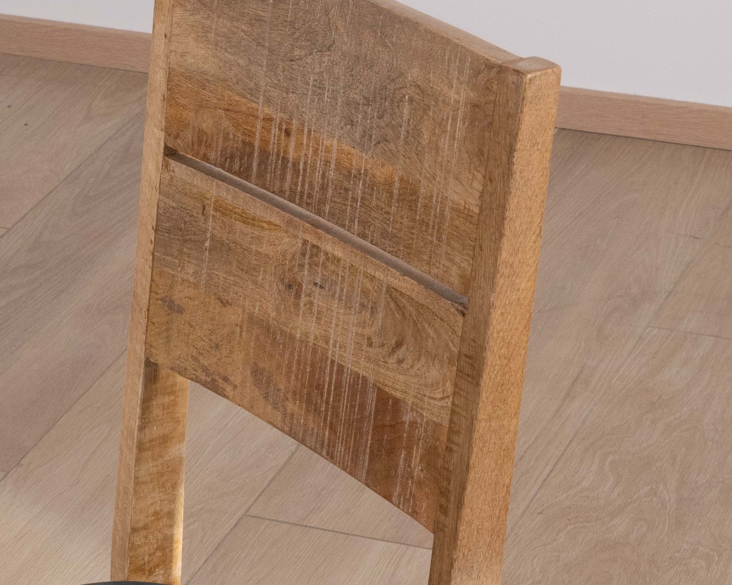 Lot de 2 chaises de repas en manguier brut "Manoha" assise tissu rembourré