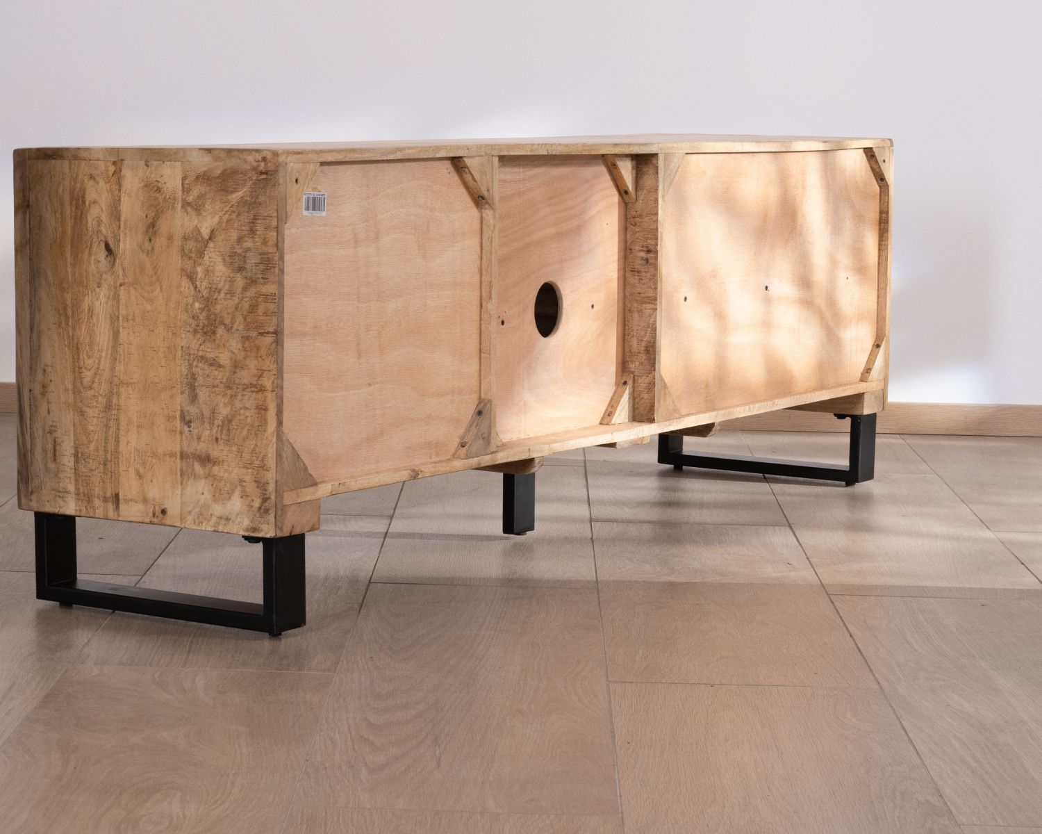 Banc TV 180 cm en manguier et pieds métal "Manoha"