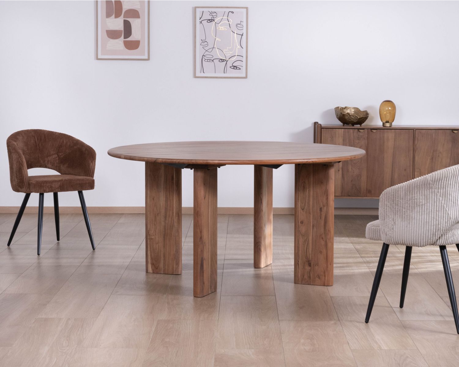 Table de repas ronde style japandi "Yona" 150 cm