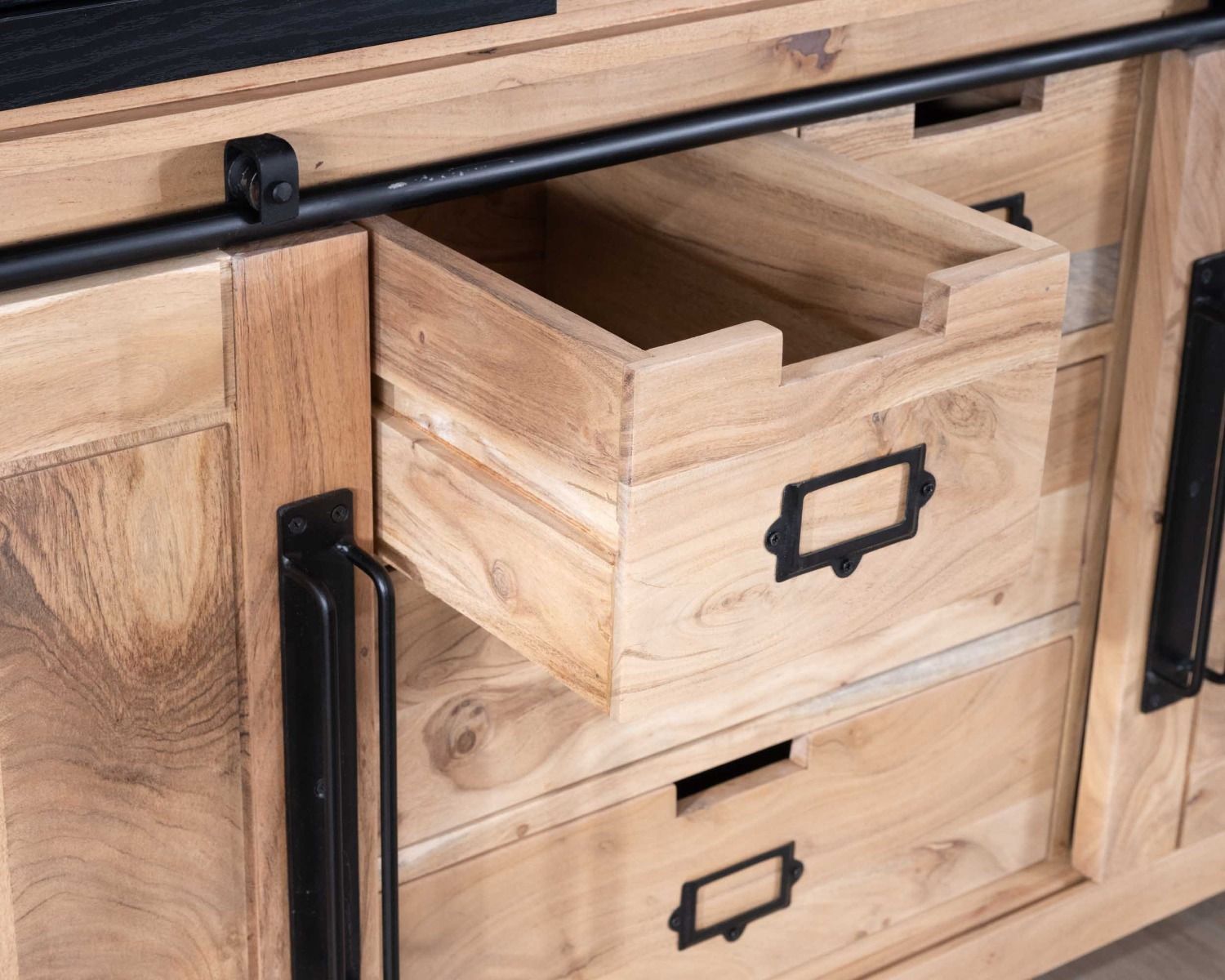 Buffet de salle à manger industriel en métal et bois 190 cm "Montréal"