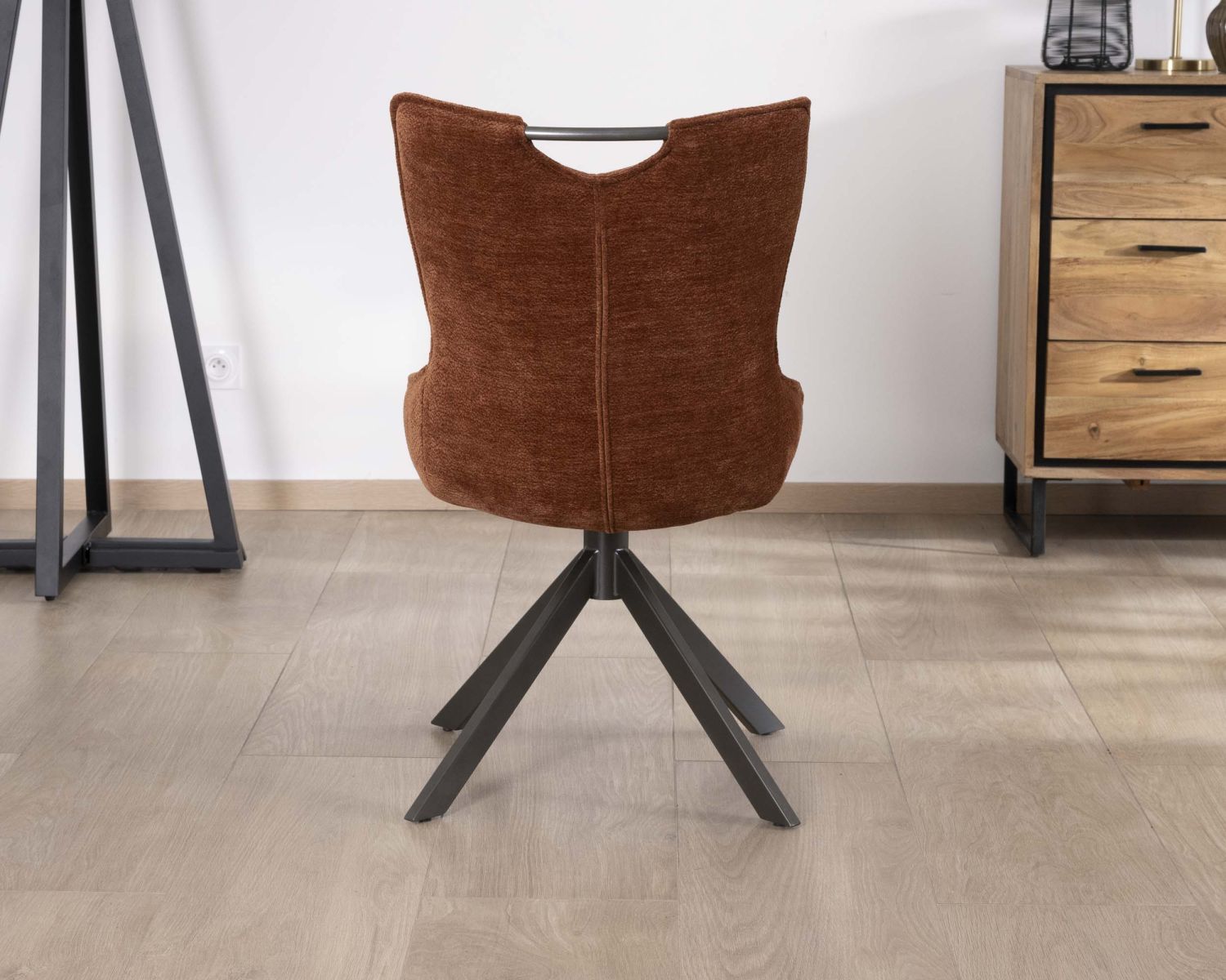 Lot de 2 chaises tournantes style rétro "Biorg" en tissu rouille