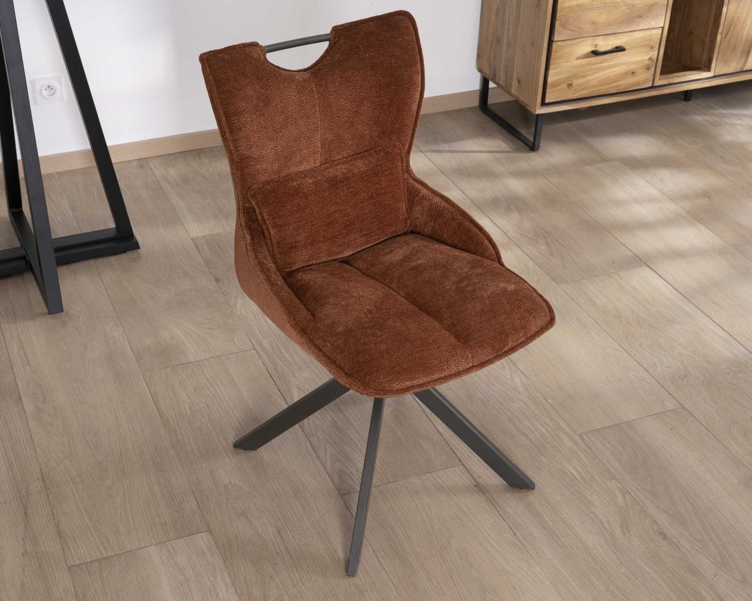 Lot de 2 chaises tournantes style rétro "Biorg" en tissu rouille