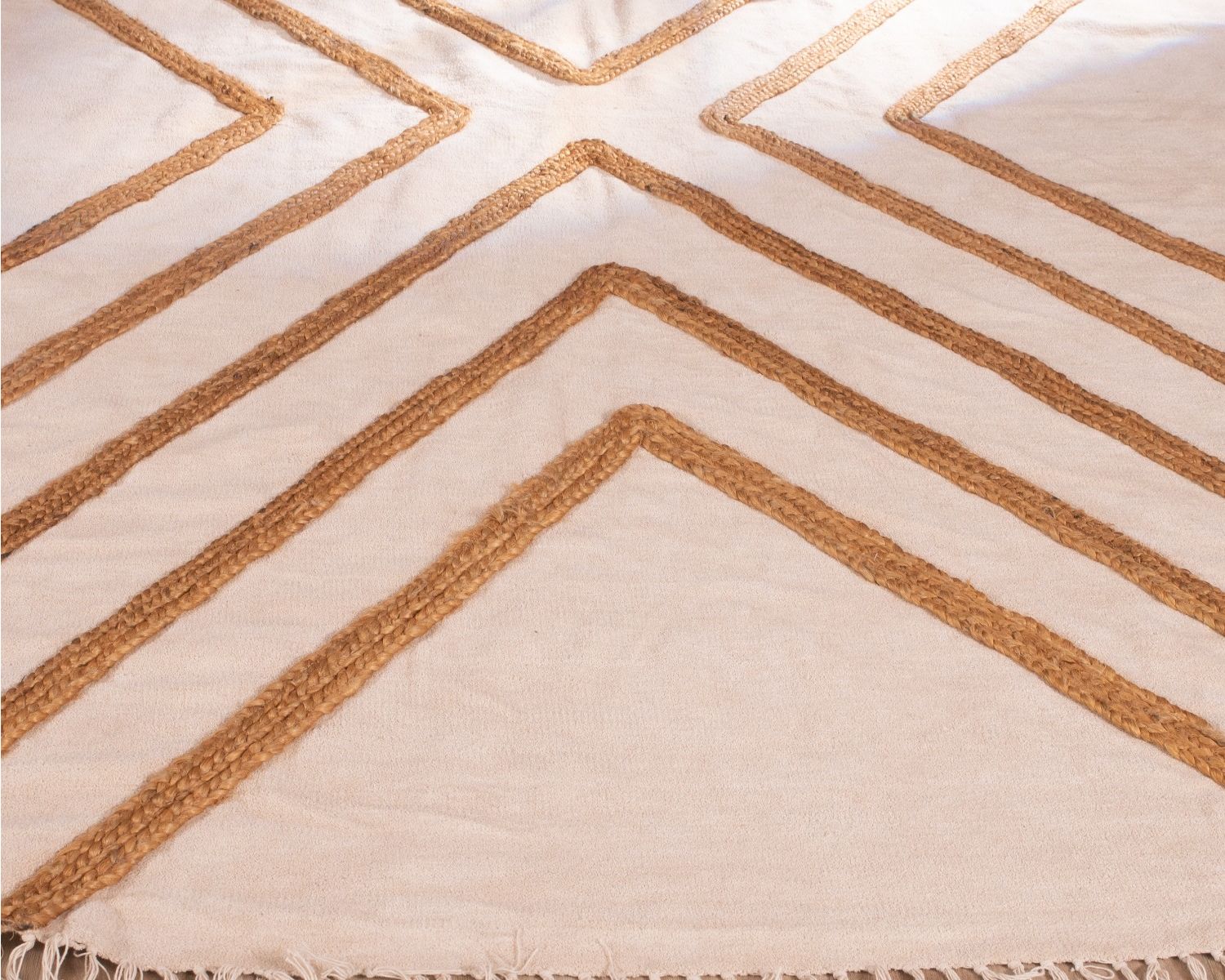 Grand tapis de salon tissé main en coton et jute 200x300cm "Ethnic"