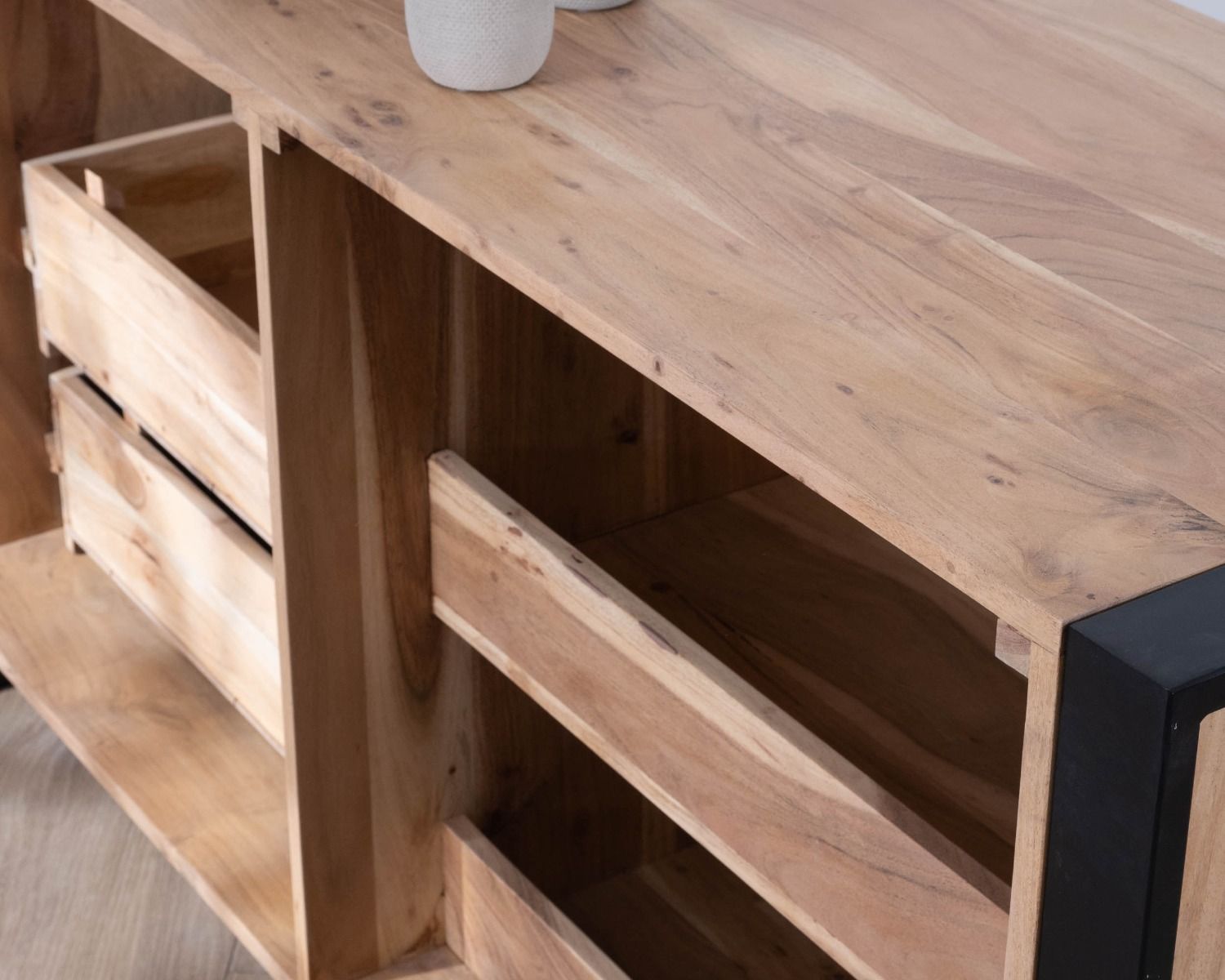 Meuble salle de bain industriel métal et bois "Montréal" 165 cm