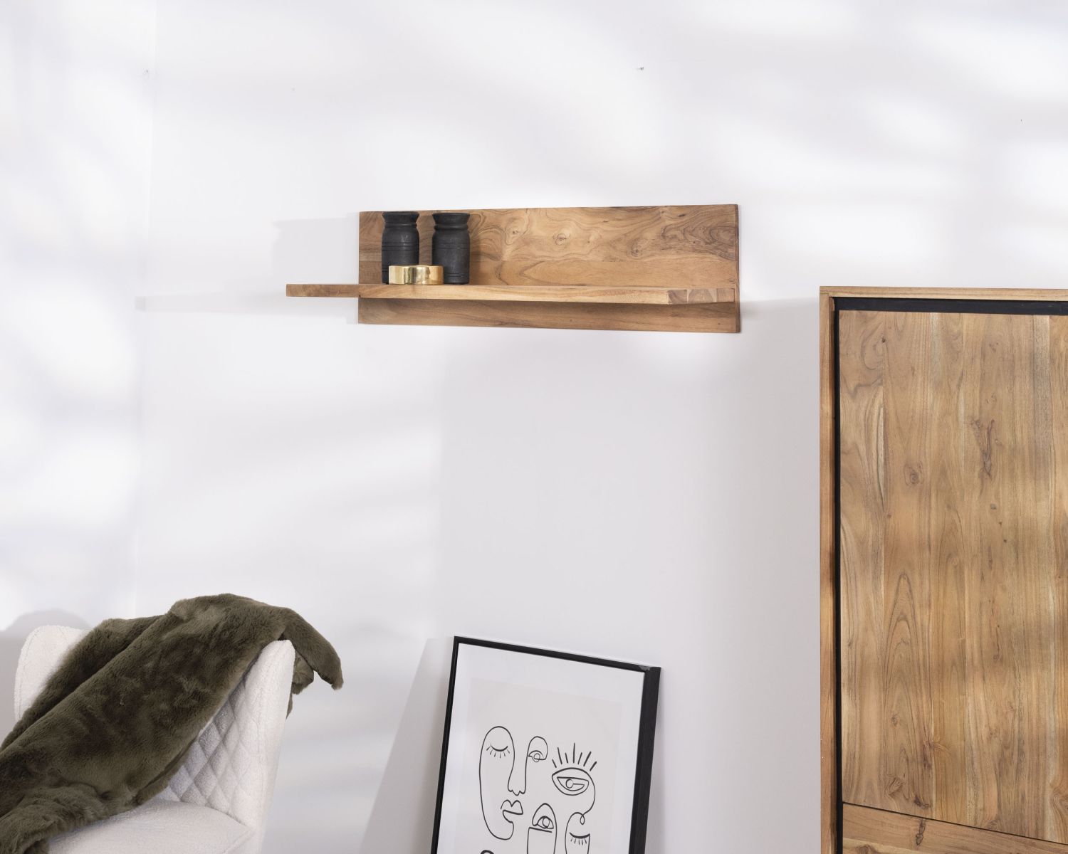 Etagère minimaliste en acacia "Baltik" 100 cm