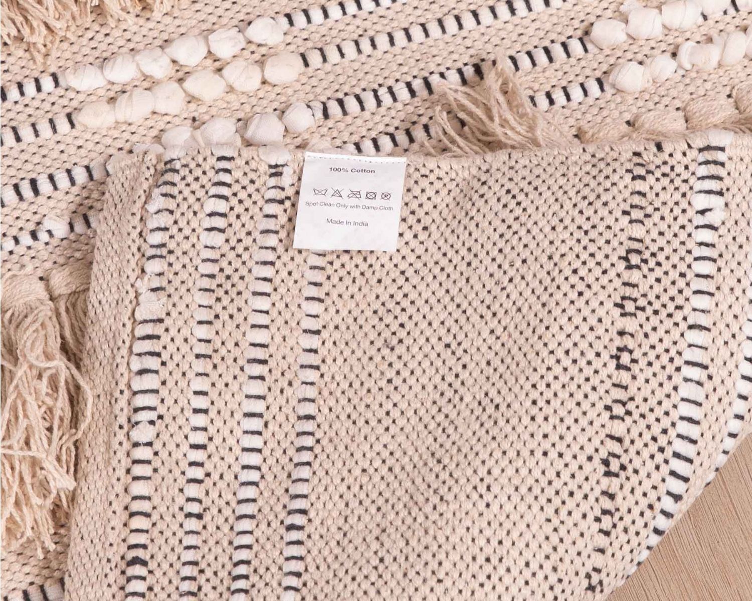 Tapis multi textures beige tissé main "Matis" format 200x300cm