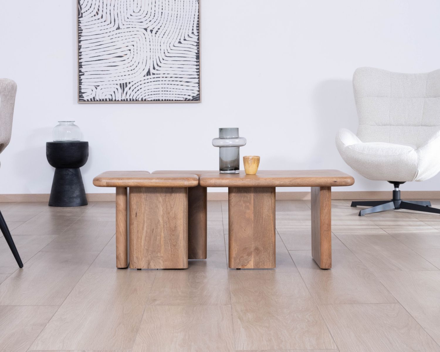 Table basse modulable en manguier "Naura" esprit organique