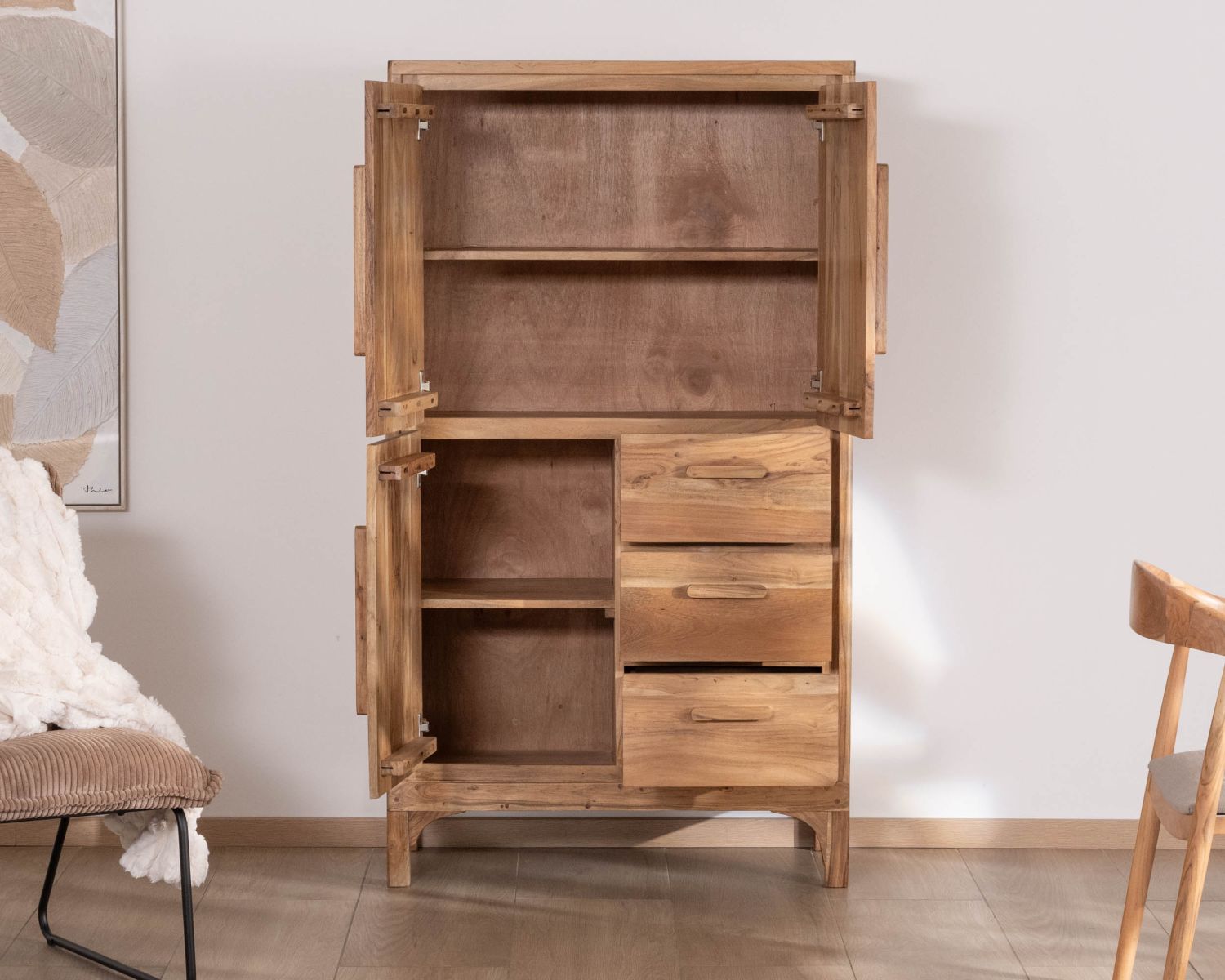 Petit vaisselier bas style scandinave en acacia "Melody"