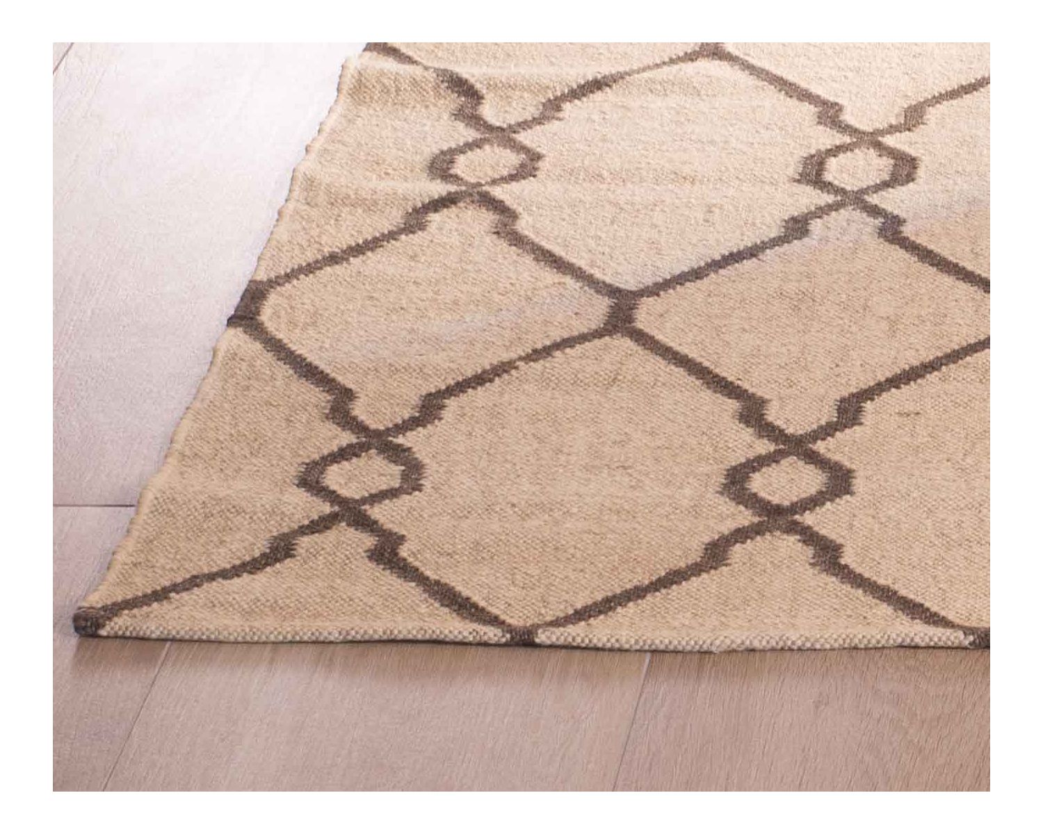 Tapis kilim beige motif berbère en laine et jute "Cocoon" format 120x180 cm