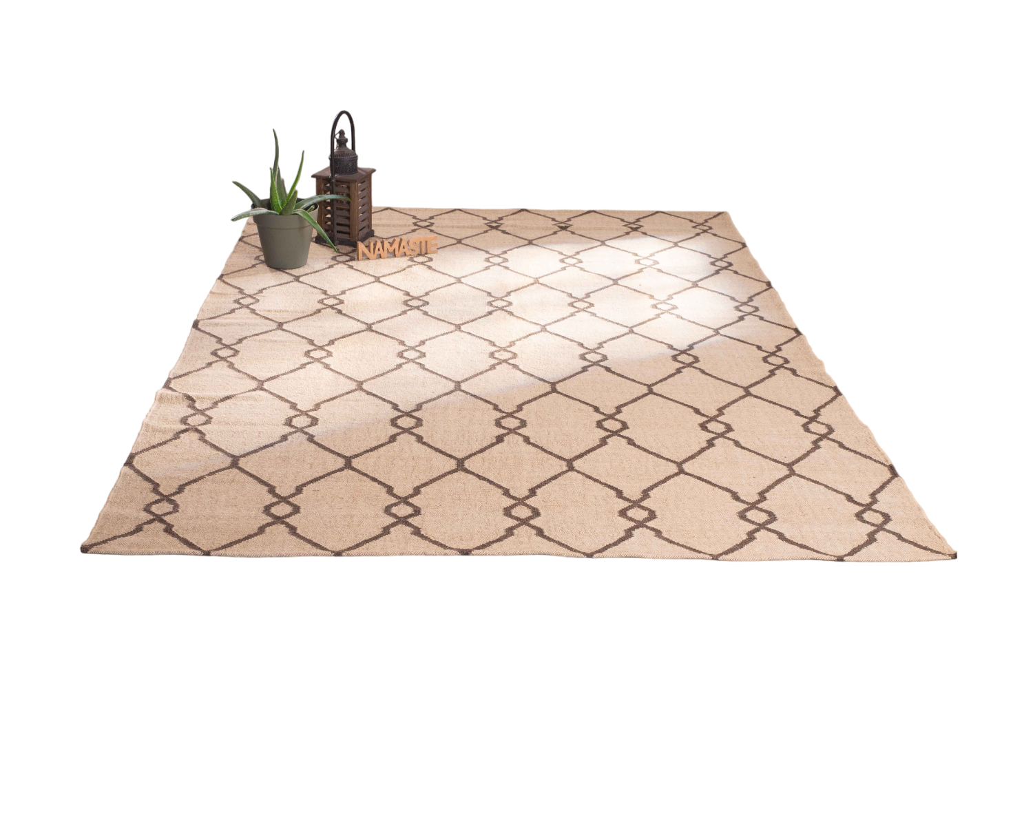 Tapis en jute et laine style kilim beige "Cocoon" format 200x300 cm