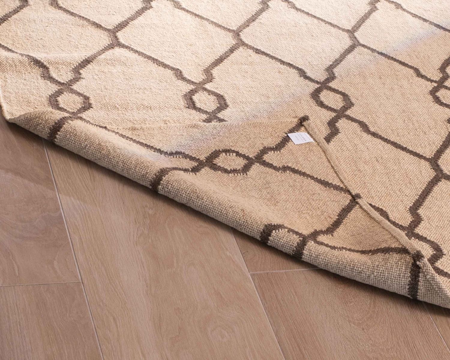 Tapis en jute et laine style kilim beige "Cocoon" format 200x300 cm