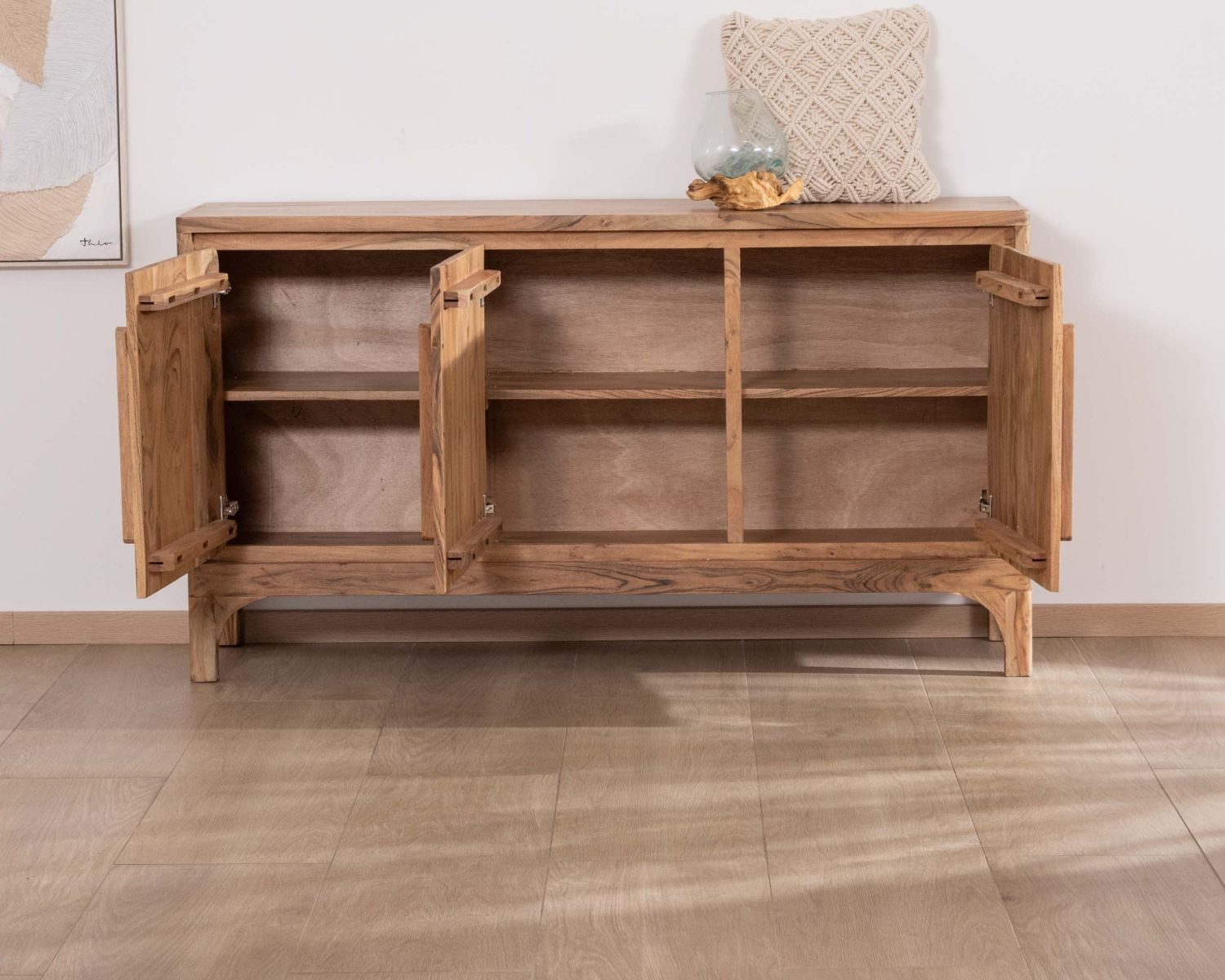 Buffet design épuré en acacia "Melody" 3 portes 145 cm