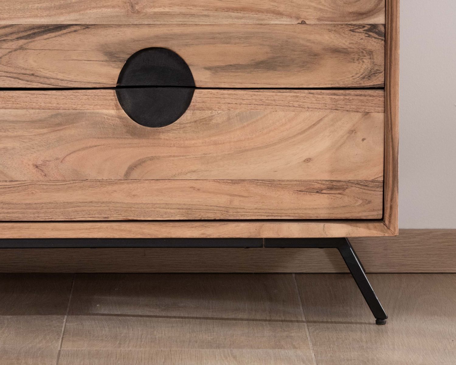 Commode rétro 8 tiroirs en acacia naturel "Spot"