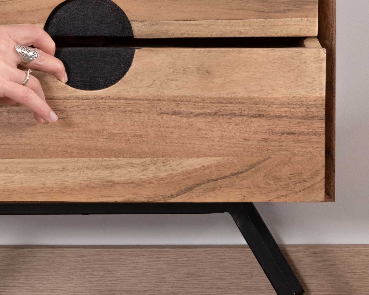 Table de chevet 2 tiroirs en acacia naturel "Spot"