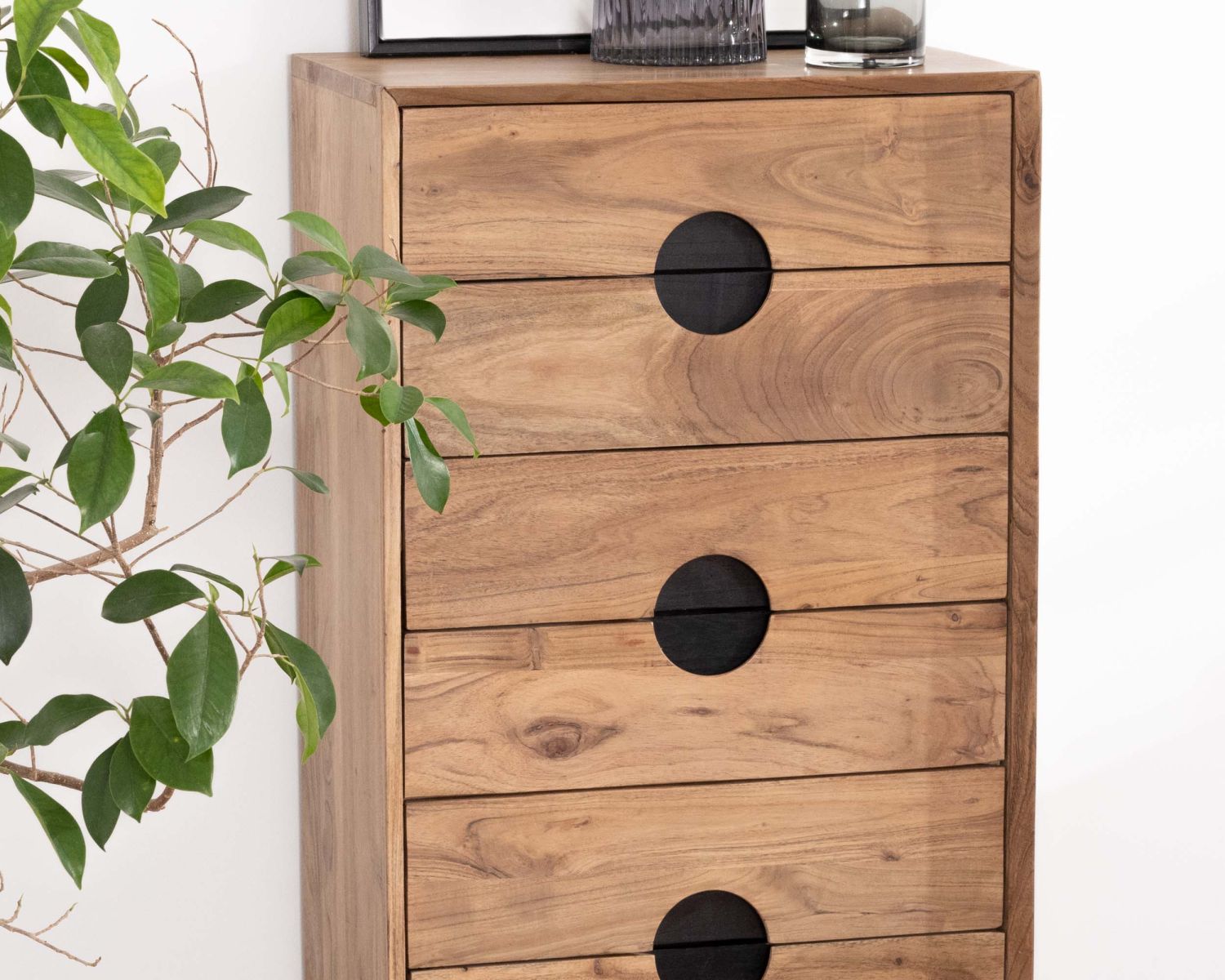 Rangement vertical en acacia 6 tiroirs "Spot"
