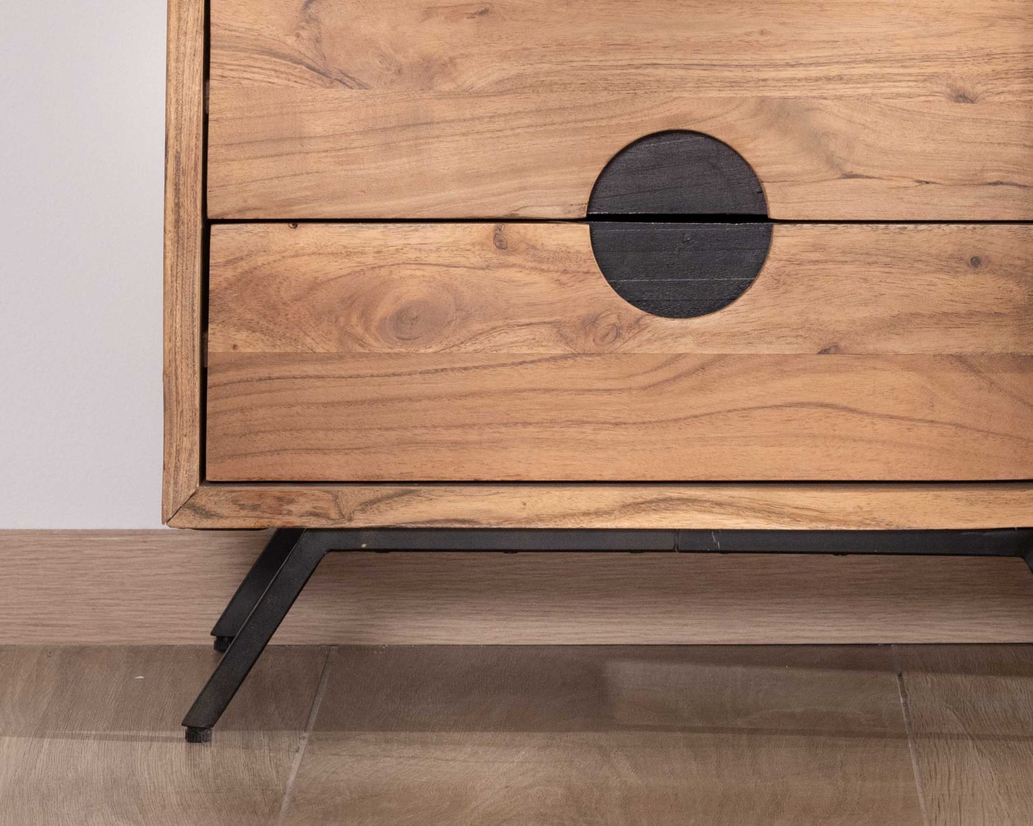 Table de chevet 2 tiroirs en acacia naturel "Spot"