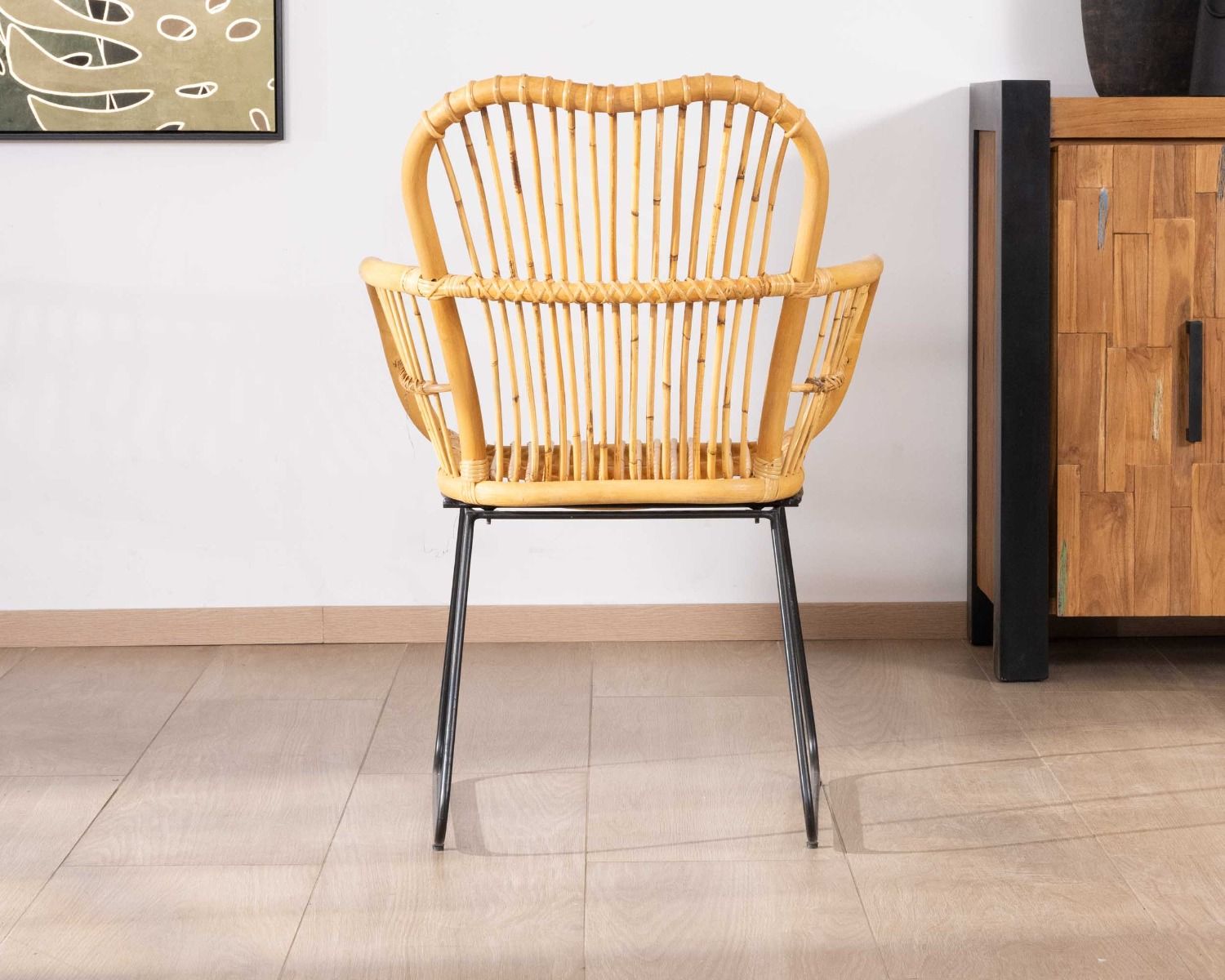 Lot de 2 fauteuils en rotin jawit et métal noir "Nabi"