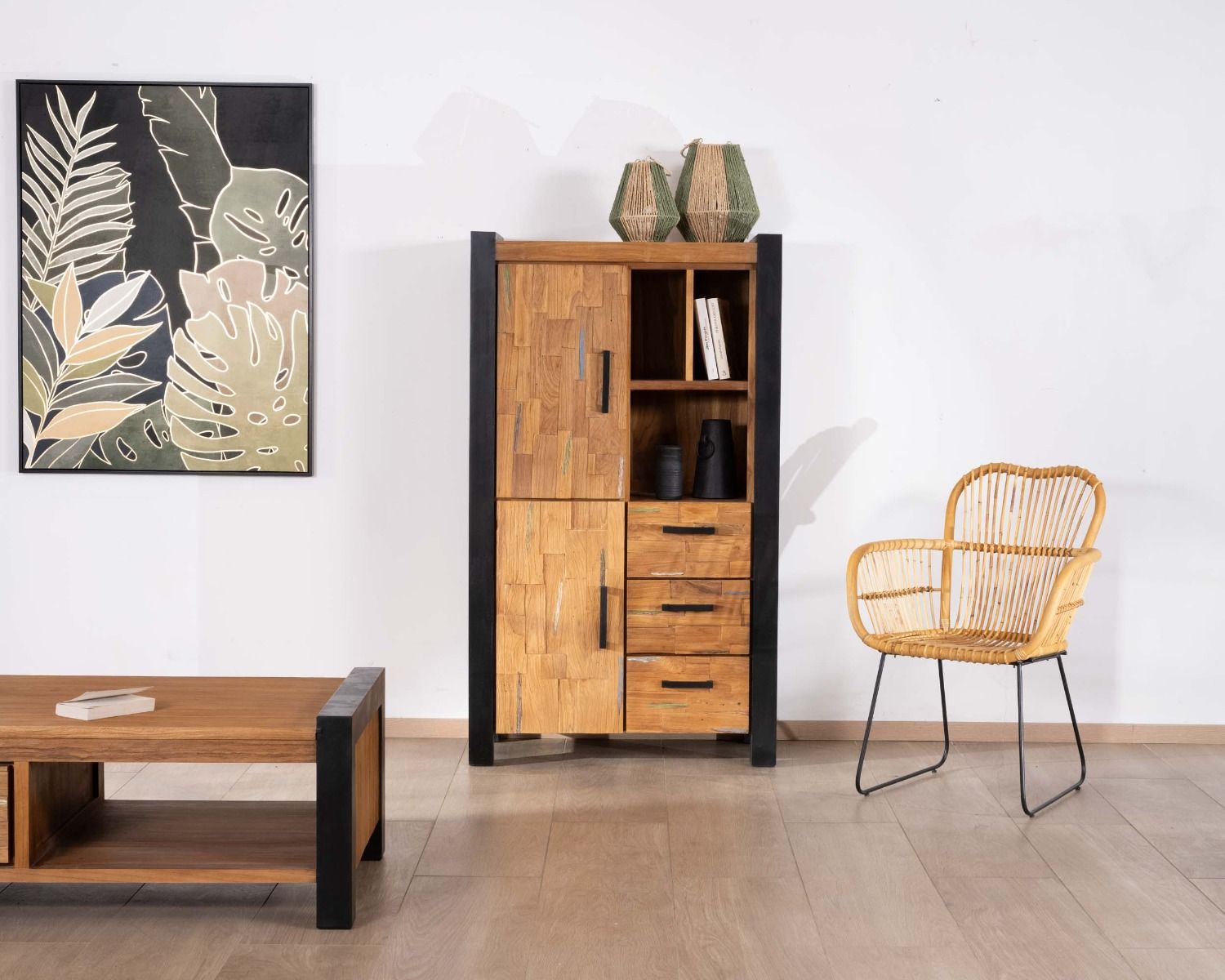 Vaisselier en teck massif recyclé "Clarke"