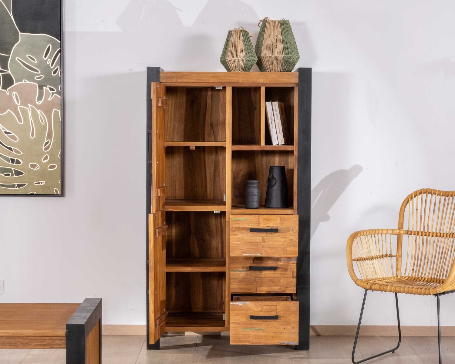 Vaisselier en teck massif recyclé "Clarke"