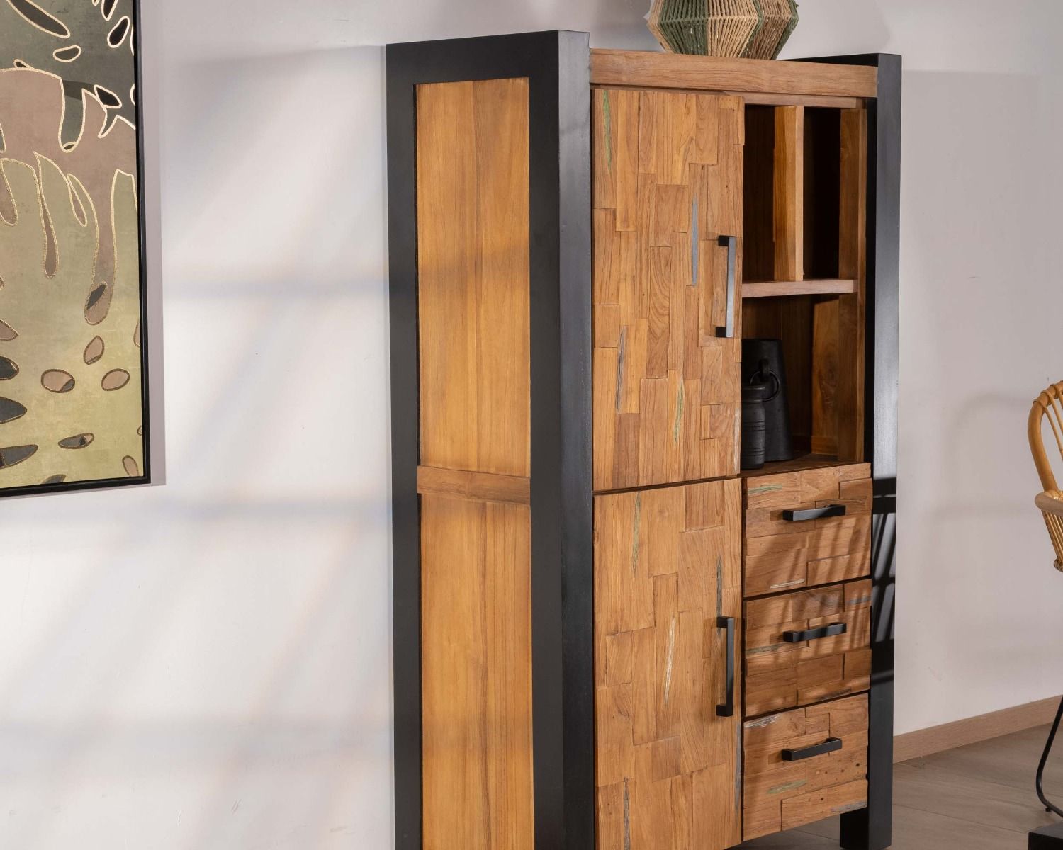 Vaisselier en teck massif recyclé "Clarke"