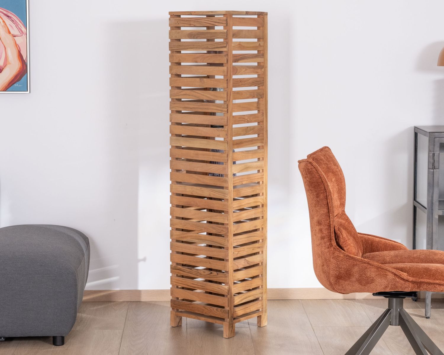 Colonne de rangement "Conoa" structure persienne en acacia