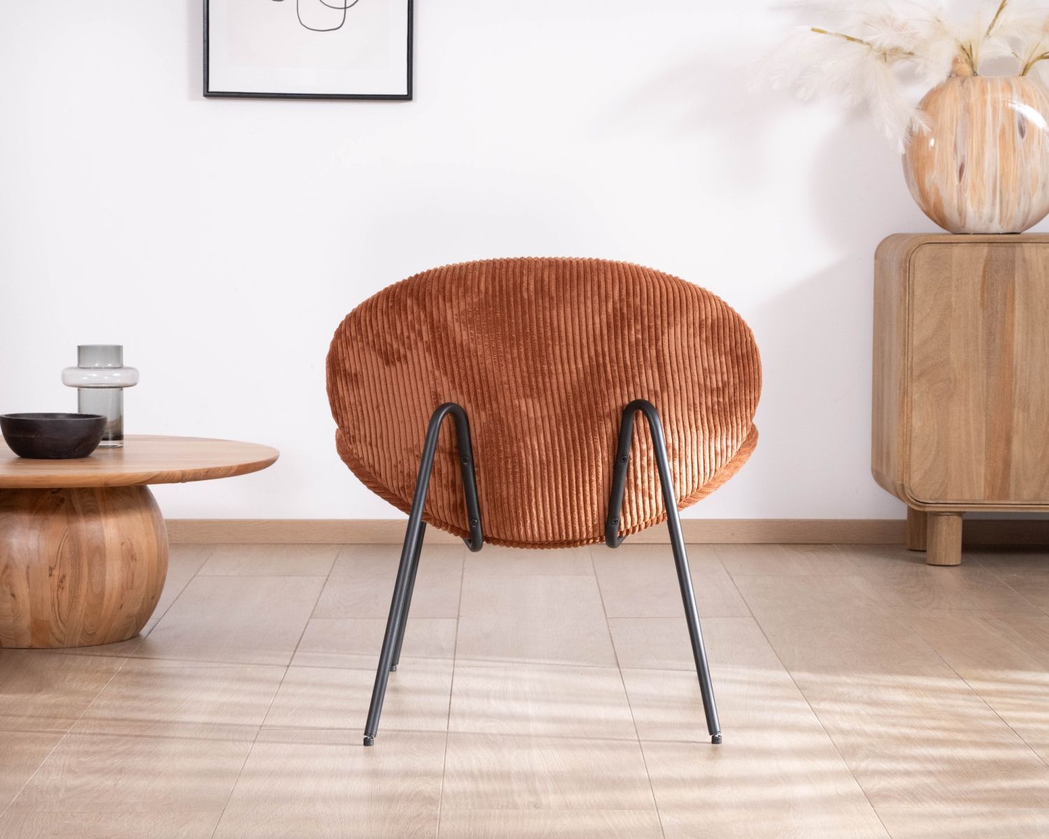 Fauteuil lounge design en velours côtelé rouille "Sonate"