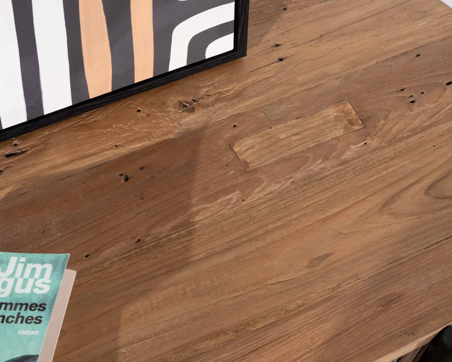 Meuble télé arrondi et façades cannelées en teck recyclé "Troms" 160 cm