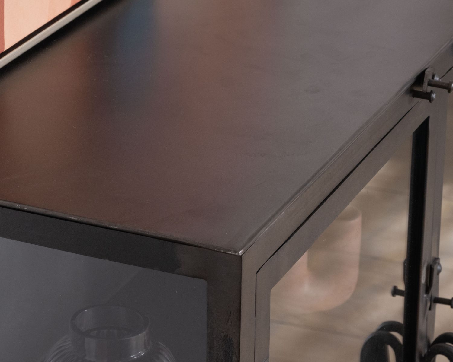 Bahut métal noir vitré 4 portes "Black Cook"