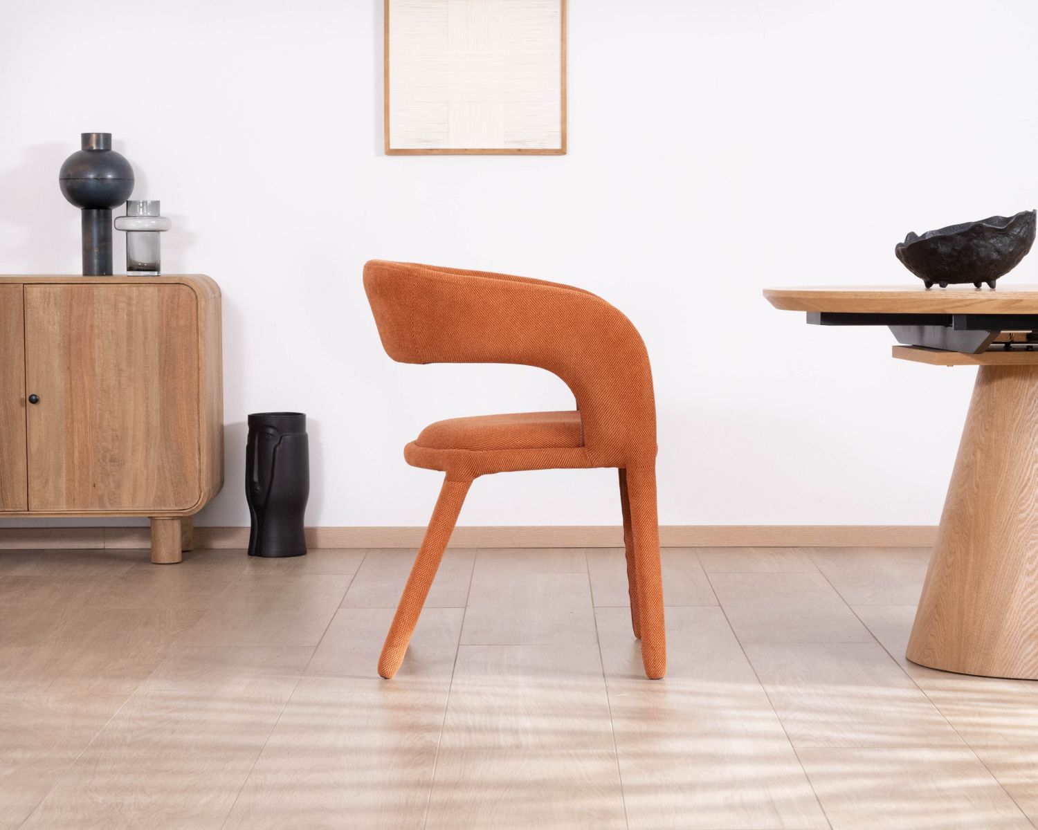 Chaise de repas design en tissu terracotta ultra confort " Amarello"