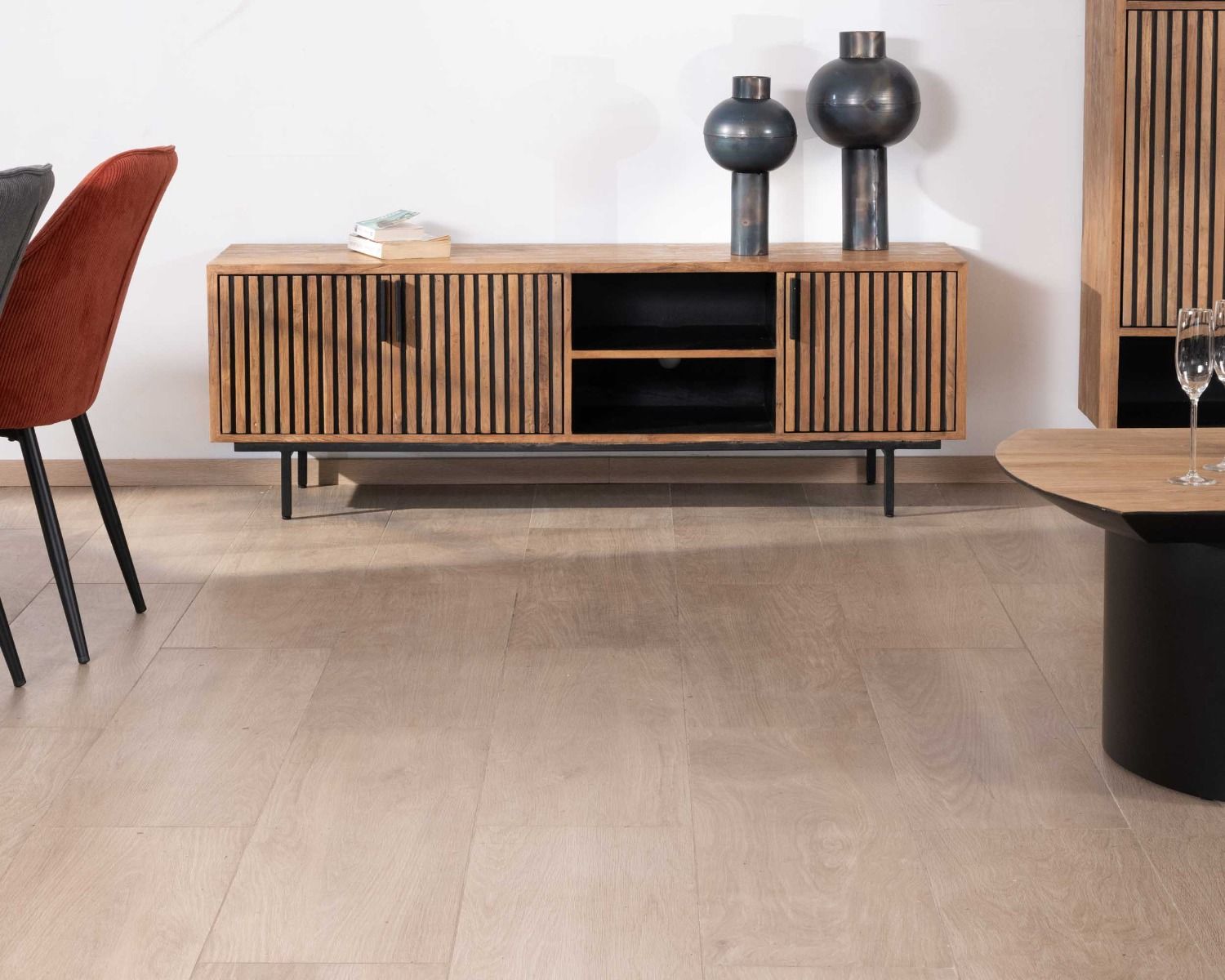 Meuble TV 3 portes en teck style rétro "Opland" 160 cm