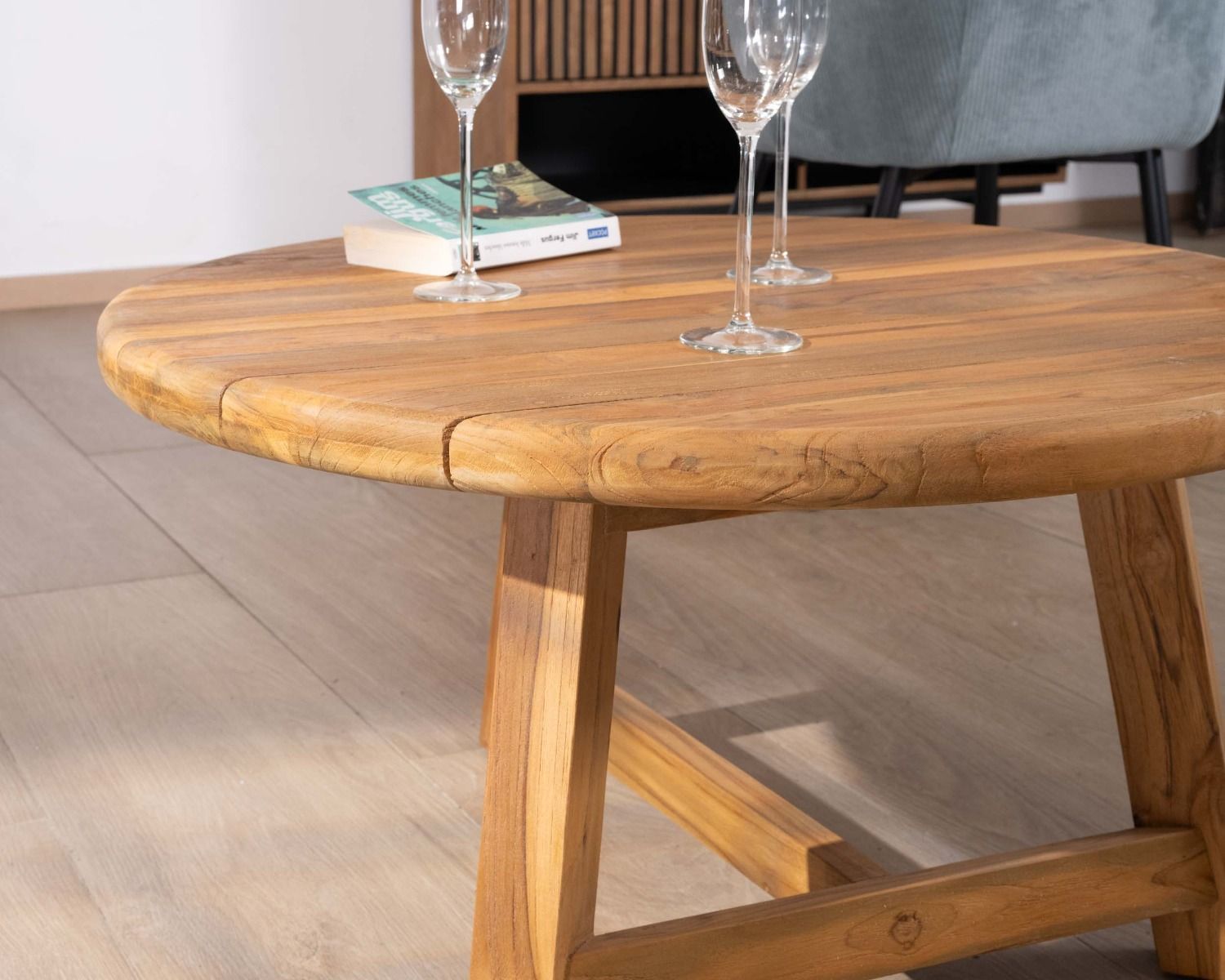 Table basse ronde en bois de teck recyclé "Meedow"