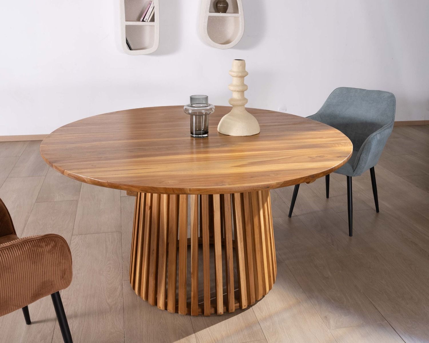Table ronde en teck pied central rond 150 cm " Dutipi"