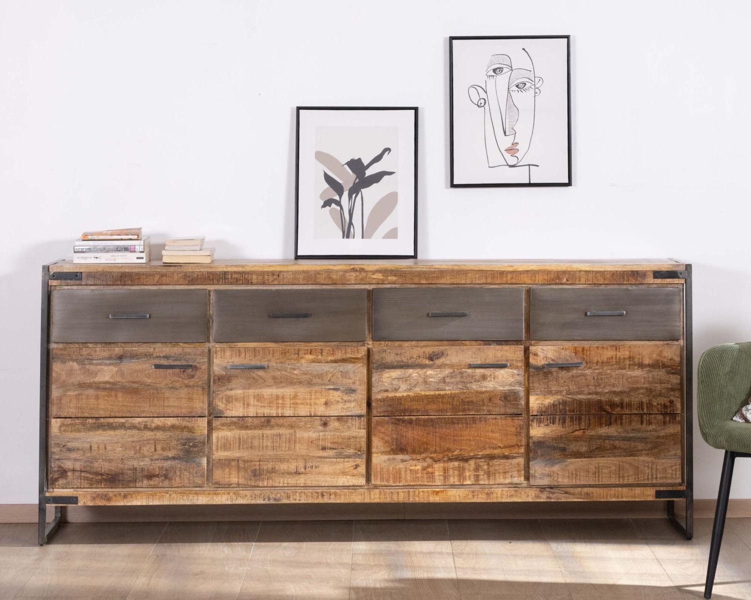Enfilade industrielle 200 cm en manguier et métal "Shade"