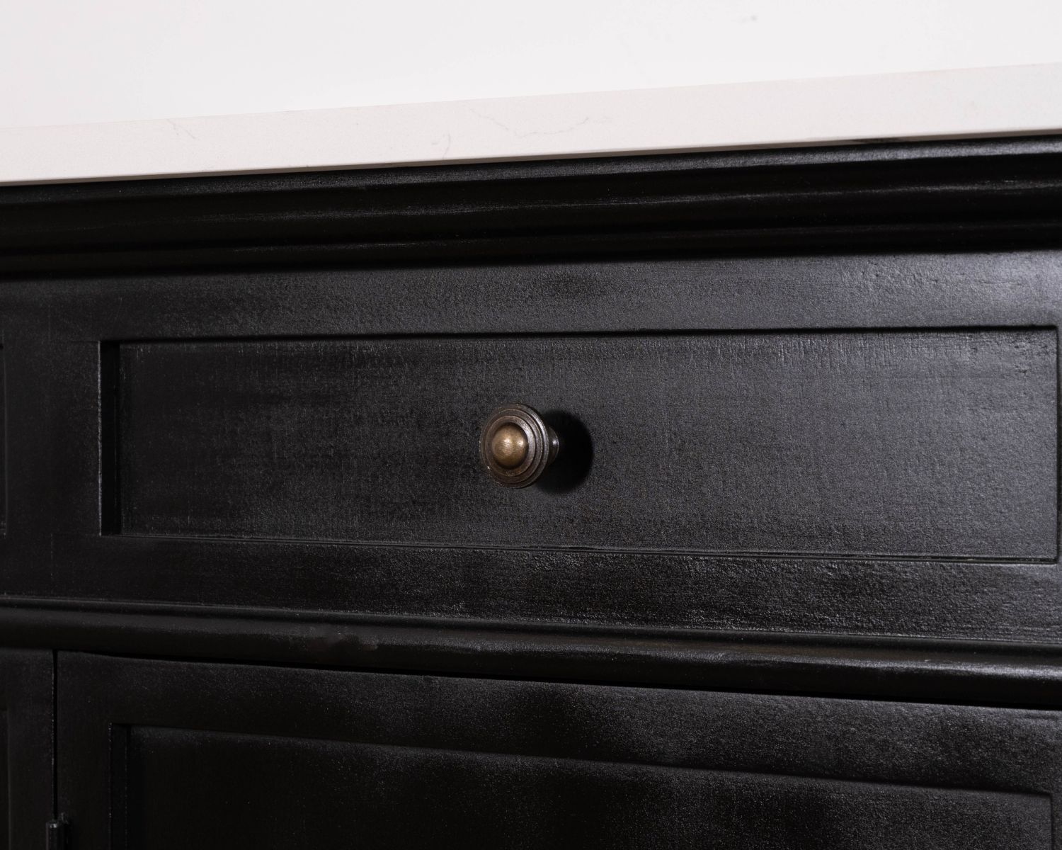 Meuble double vasque coins arrondis bois noir quartz blanc "Églantine"