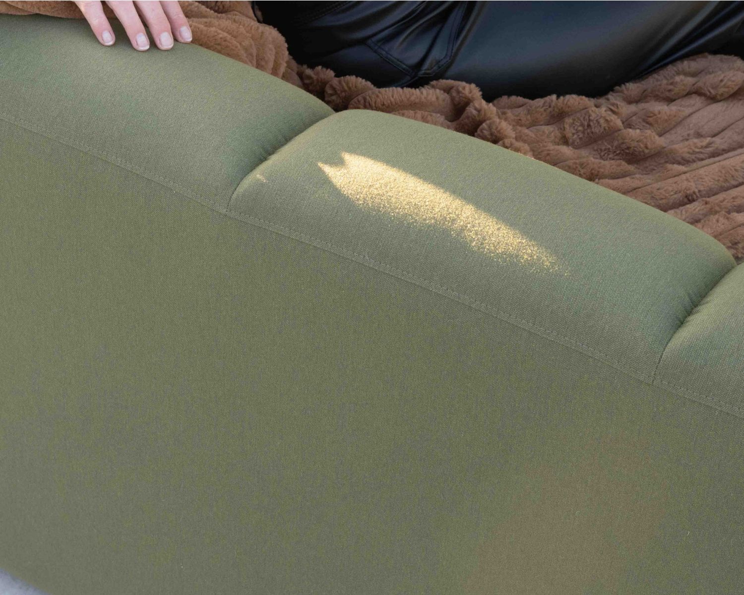 Canapé d'angle haut de gamme spéciale extérieur tissu vert "Terrasse"