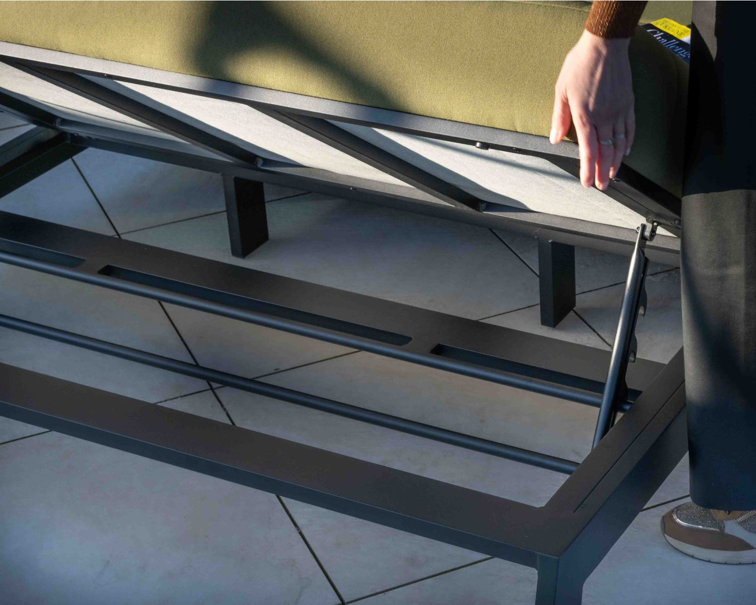 Double bain de soleil haut de gamme vert et noir "Terrasse"