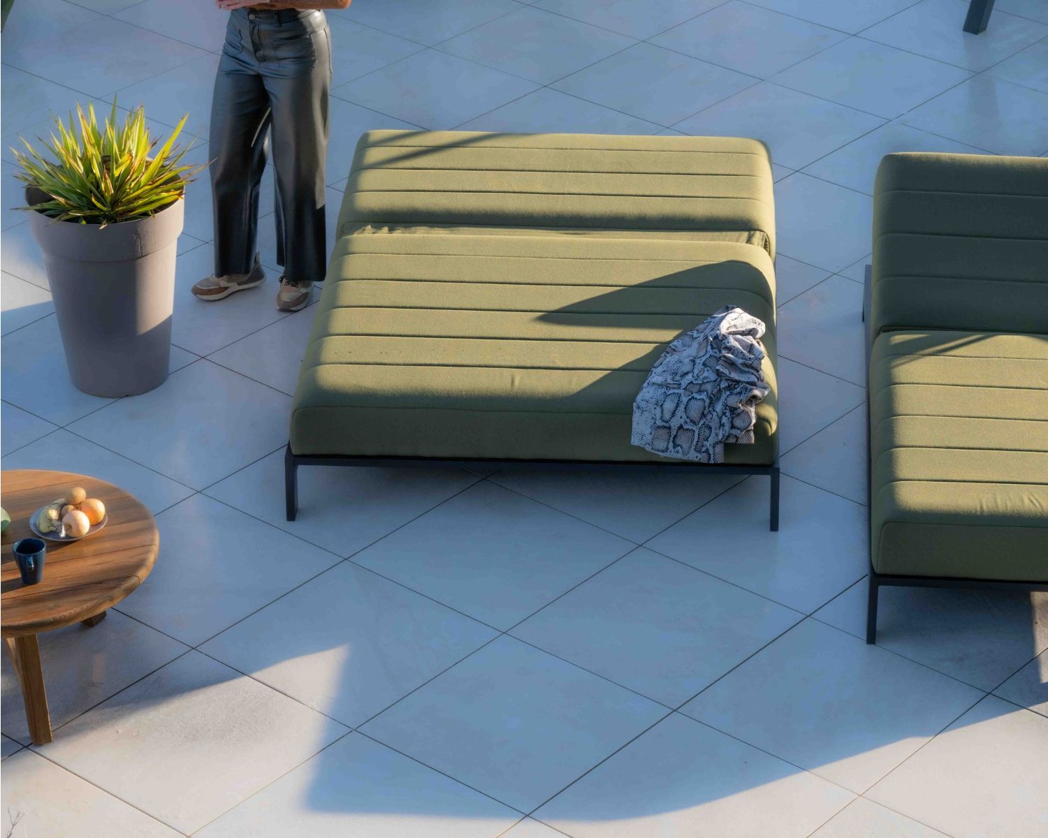 Double bain de soleil haut de gamme vert et noir "Terrasse"