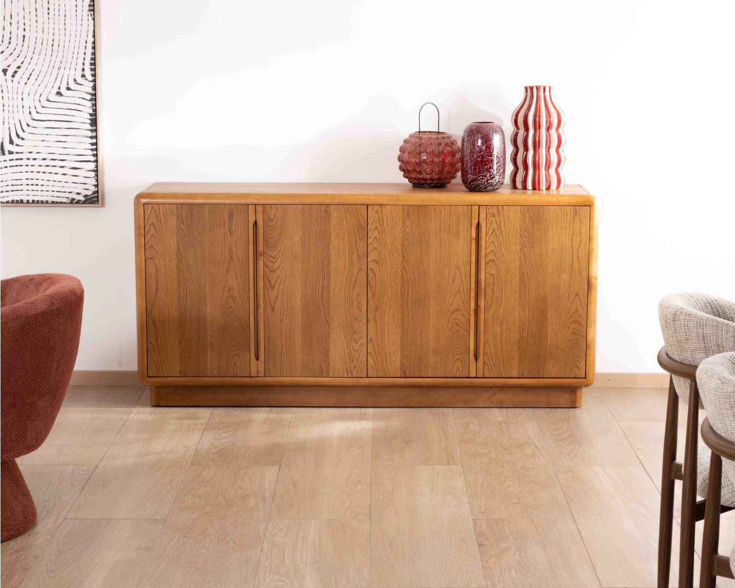 Buffet contemporain 4 portes "Laumie" teinte chêne