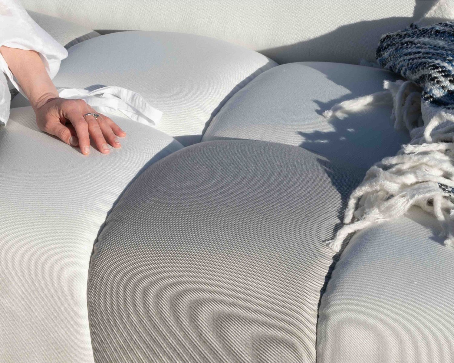 Canapé extérieur modulaire retour droit "Lazy Beach" beige et gris clair