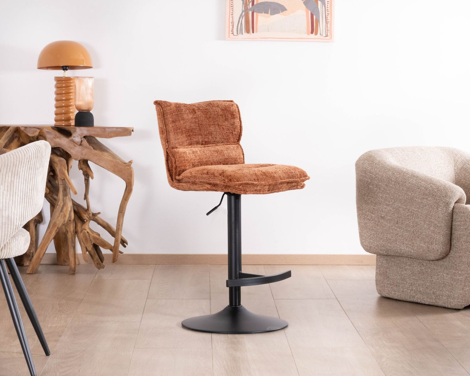 Lot de 2 chaises de bar matelassées réglables en hauteur "Topley" coloris terracotta