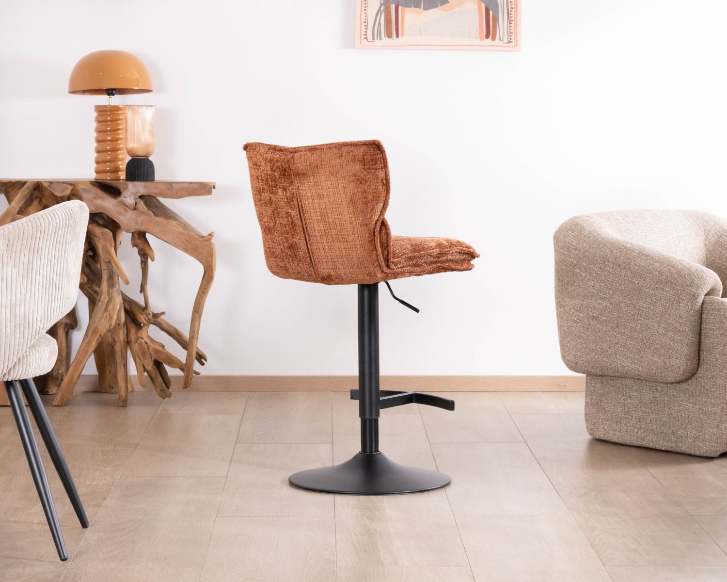 Lot de 2 chaises de bar matelassées réglables en hauteur "Topley" coloris terracotta