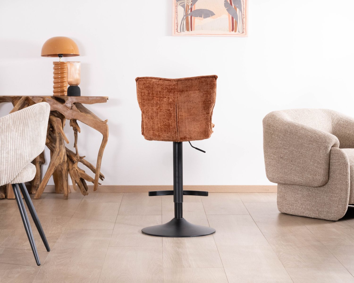 Lot de 2 chaises de bar matelassées réglables en hauteur "Topley" coloris terracotta