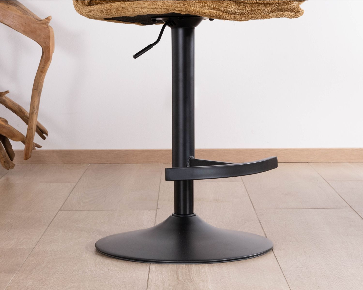 Lot de 2 chaises hautes en tissu moutarde "Topley" assise réglable en hauteur