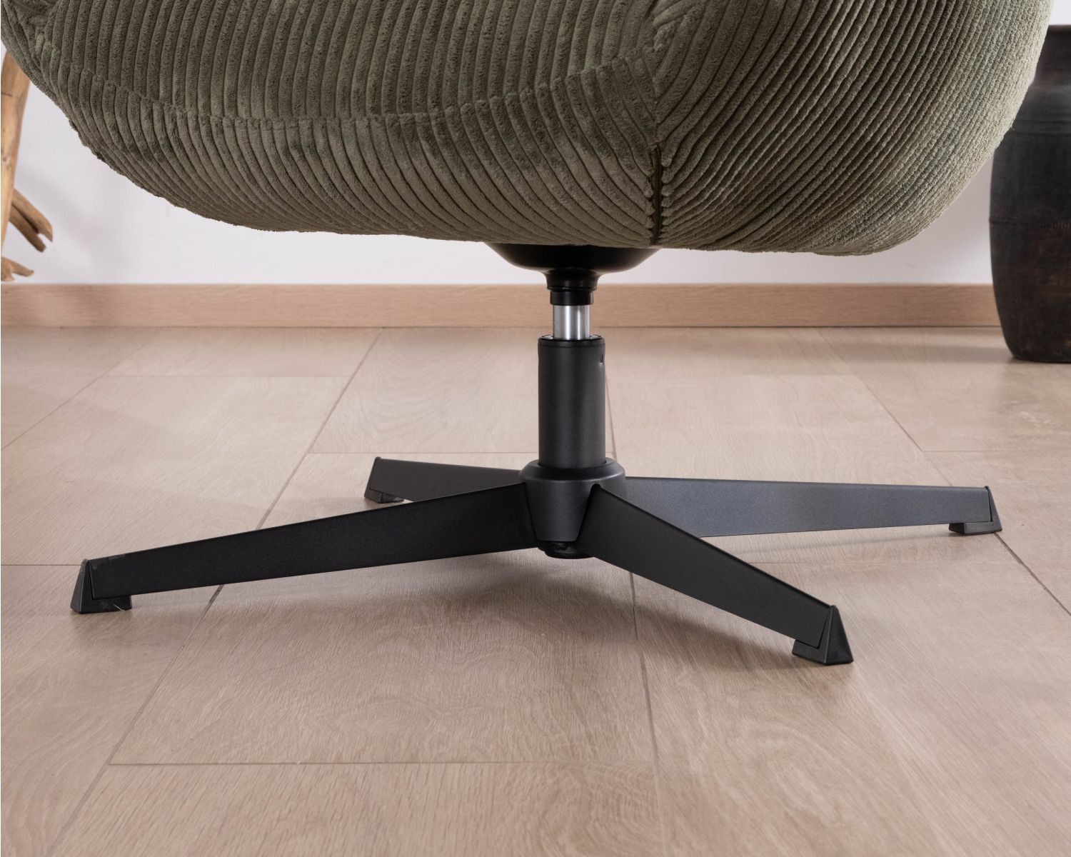 Fauteuil ultra confort tournant 360° en velours côtelé vert doux "Bissett"